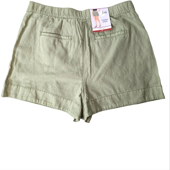 JOIE Short Size XL Pleated Linen Cotton Blend High Waist Faded Cactus NWT - Picture 2 of 7